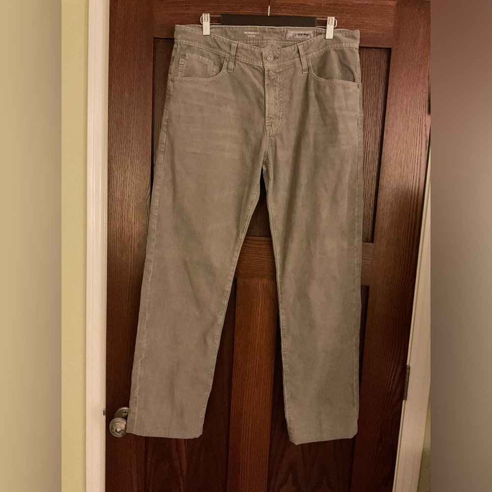 NWT AG Adriano Goldschmied The Graduate Corduroy Pants Men 34 Tailored Leg Grey